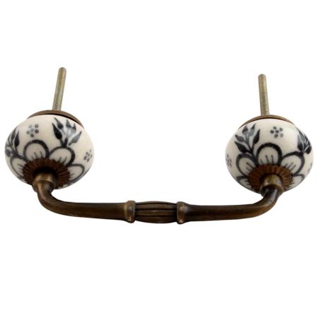 Black Leaf Round Ceramic Bridge Handle